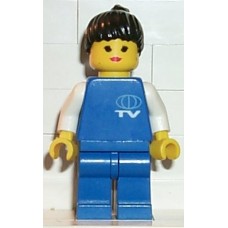 tv002 TV Logo Small Pattern, Blue Legs, Black Ponytail Hair